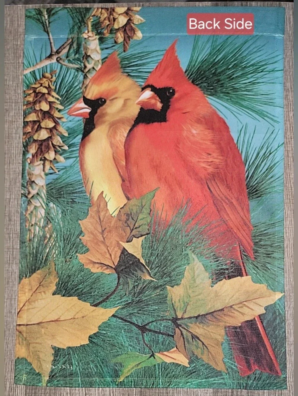 Decorative Winter Garden Flag Multi-colored! Birds, Pine & Leaves